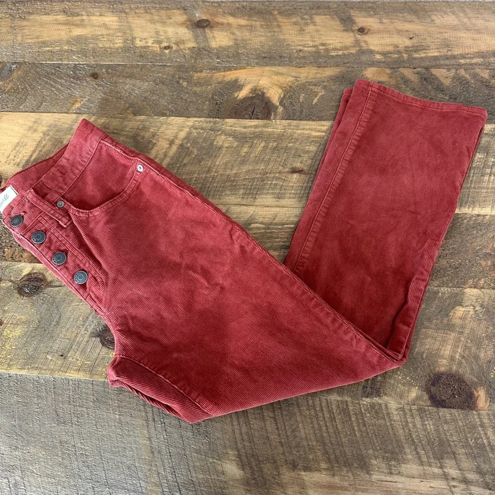 Madewell Cali demi boot Corduroy Flare Button Fly Jeans Rust Red Women's Size 26